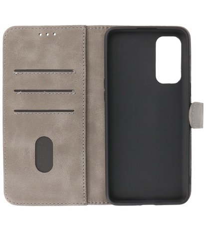 OnePlus Nord 2 5G Hoesje - Book Case Telefoonhoesje - Kaarthouder Portemonnee Hoesje - Wallet Case - Grijs