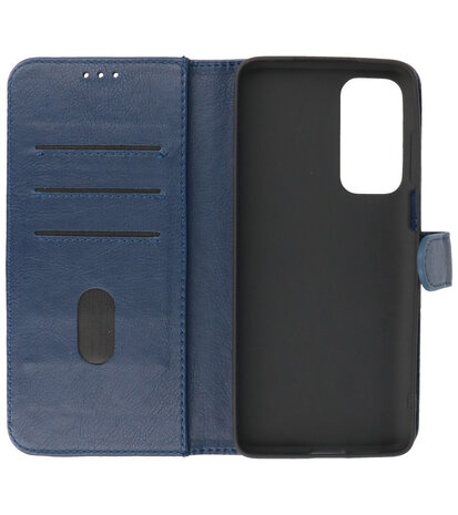 Motorola Moto Edge 2021 Hoesje - Book Case Telefoonhoesje - Kaarthouder Portemonnee Hoesje - Wallet Case - Navy