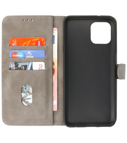 Motorola Moto Edge 20 Lite Hoesje - Book Case Telefoonhoesje - Kaarthouder Portemonnee Hoesje - Wallet Case - Grijs