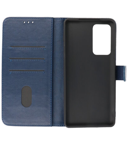 Motorola Moto Edge 20 Pro Hoesje - Book Case Telefoonhoesje - Kaarthouder Portemonnee Hoesje - Wallet Case - Navy