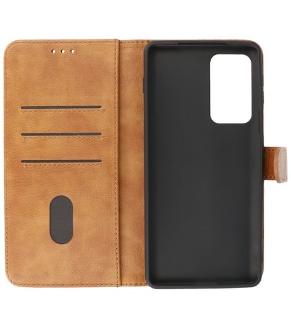 Motorola Moto Edge 20 Pro Hoesje - Book Case Telefoonhoesje - Kaarthouder Portemonnee Hoesje - Wallet Case - Bruin
