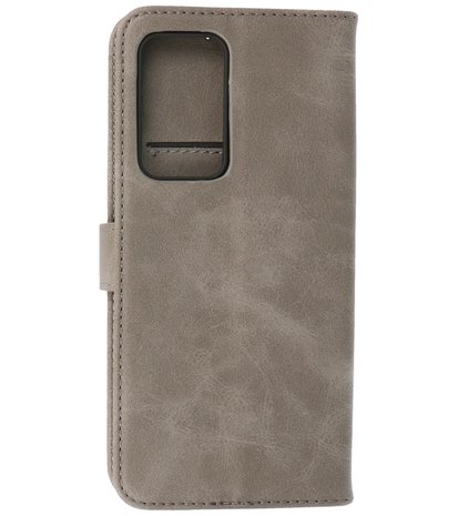 Motorola Moto Edge 20 Pro Hoesje - Book Case Telefoonhoesje - Kaarthouder Portemonnee Hoesje - Wallet Case - Grijs