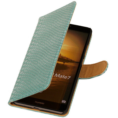 BC Slang Turquoise Hoesje voor Huawei Ascend Mate 7 Stand Bookcase Cover