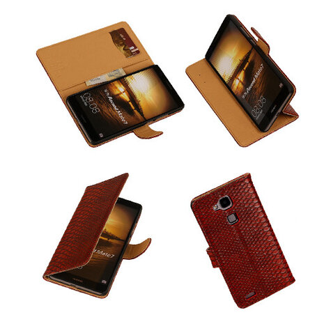 Slang Rood Huawei Ascend Mate 7 Bookcase Cover Hoesje 