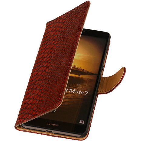 BC Slang Rood Hoesje voor Huawei Ascend Mate 7 Stand Bookcase Cover