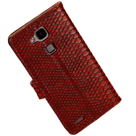BC Slang Rood Hoesje voor Huawei Ascend Mate 7 Stand Bookcase Cover