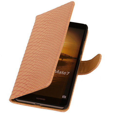 BC Slang Pink Hoesje voor Huawei Ascend Mate 7 Stand Bookcase Cover