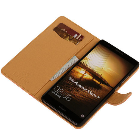 BC Slang Pink Hoesje voor Huawei Ascend Mate 7 Stand Bookcase Cover