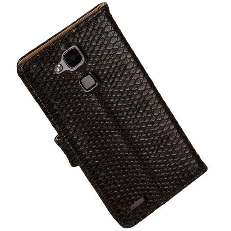 Hoesje voor Huawei Ascend Mate 7 Slang booktype Zwart