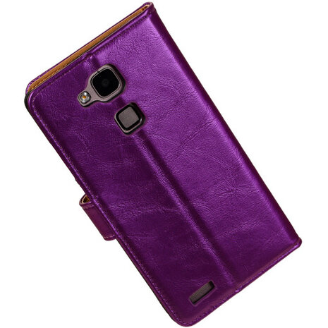 PU Leder Lila Hoesje voor Huawei Ascend Mate 7 Stand Book/Wallet Case/Cover