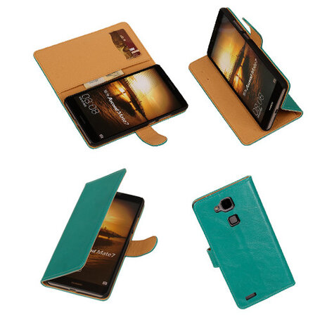 PU Leder Groen Huawei Ascend Mate 7 Book/Wallet Case/Cover 