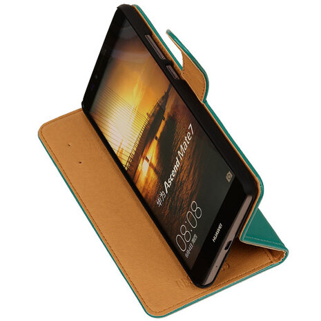 PU Leder Groen Hoesje voor Huawei Ascend Mate 7 Stand Book/Wallet Case/Cover