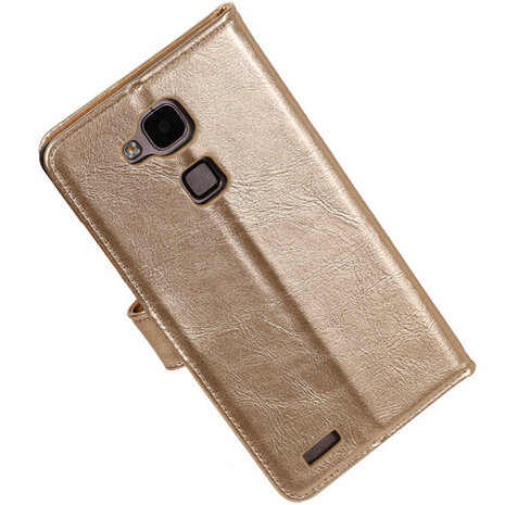 PU Leder Goud Hoesje voor Huawei Ascend Mate 7 Stand Book/Wallet Case/Cover