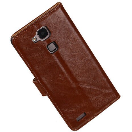 PU Leder Bruin Hoesje voor Huawei Ascend Mate 7 Stand Book/Wallet Case/Cover