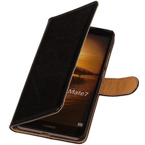 PU Leder Zwart Hoesje voor Huawei Ascend Mate 7 Stand Book/Wallet Case/Cover