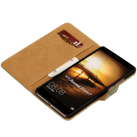 Lace Donker Groen Hoesje voor Huawei Ascend Mate 7 Book/Wallet Case/Cover