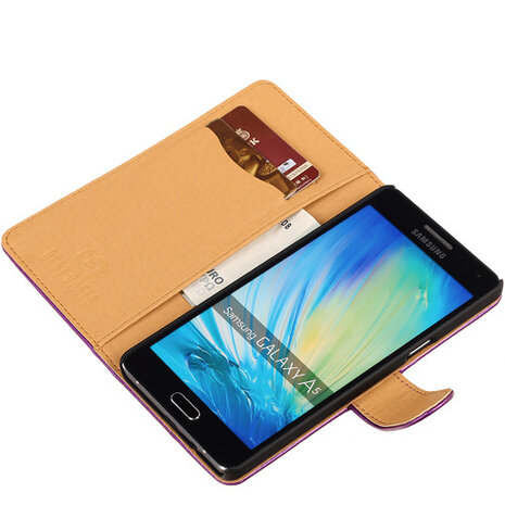 PU Leder Lila Hoesje voor Samsung Galaxy A5 2015 Book/Wallet Case/Cover