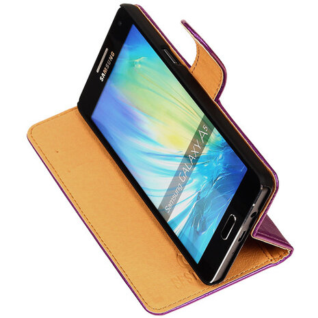 PU Leder Lila Hoesje voor Samsung Galaxy A5 2015 Book/Wallet Case/Cover