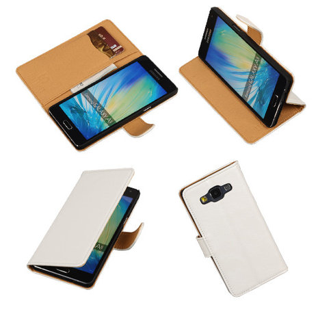 PU Leder Wit Samsung Galaxy A5 Book/Wallet Case/Cover Hoesje