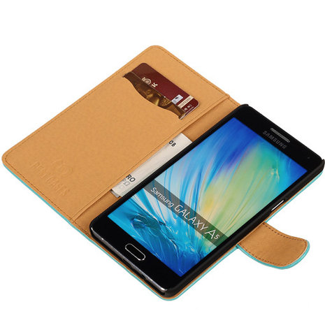 PU Leder Turquoise Hoesje voor Samsung Galaxy A5 2015 Book/Wallet Case/Cover