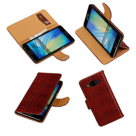 "Slang" Rood Samsung Galaxy A5 Bookcase Cover Hoesje TV Stand