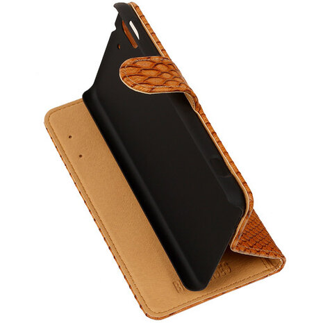 BC Slang Bruin Hoesje voor HTC Desire Eye Stand Bookcase Cover