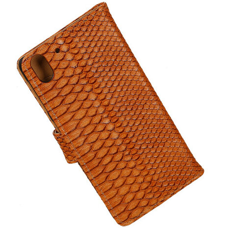 BC Slang Bruin Hoesje voor HTC Desire Eye Stand Bookcase Cover