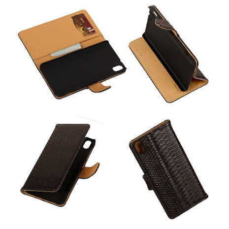 "Slang" Zwart HTC Desire Eye Bookcase Cover Hoesje TV Stand
