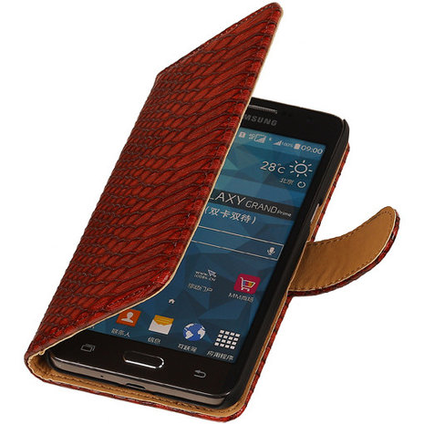 BC " Slang " Rood Hoesje voor Samsung Galaxy Grand Prime Bookcase Cover
