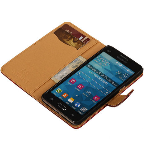 BC " Slang " Rood Hoesje voor Samsung Galaxy Grand Prime Bookcase Cover
