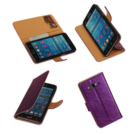 PU Leder Lila Samsung Galaxy Grand Prime Book/Wallet Case/Cover