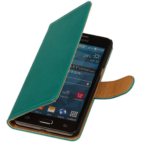 PU Leder Groen Hoesje voor Samsung Galaxy Grand Prime Stand Book/Wallet Case/Cover