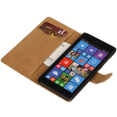 Wit Hoesje voor Microsoft Lumia 535 Book/Wallet Case/Cover