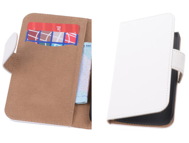 Wit Hoesje voor Samsung Galaxy Note 4 Book Wallet Case