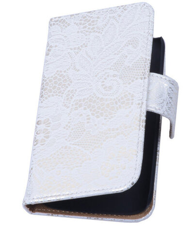 Lace Wit Hoesje voor Samsung Galaxy Core 4G/LTE G386F Book/Wallet Case