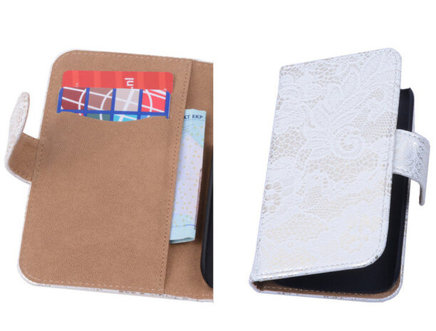 Lace Wit Hoesje voor Huawei Ascend G6 Book/Wallet Case/Cover