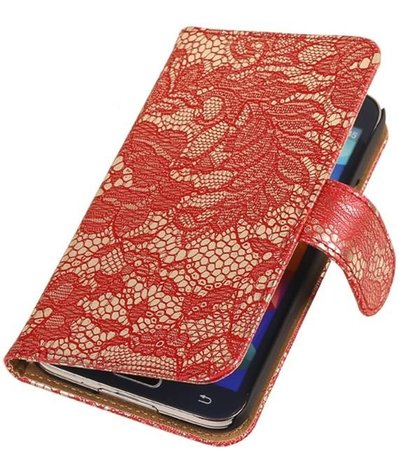 Lace Rood Hoesje voor Samsung Galaxy S5 Mini Book/Wallet Case