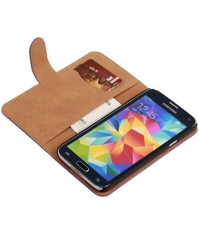 Paars Hoesje voor Samsung Galaxy S5 Book Wallet Case