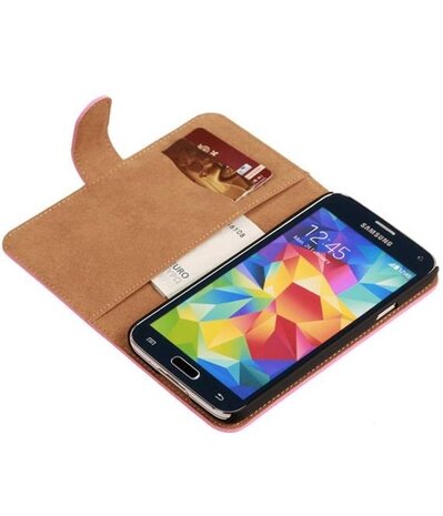 Roze Hoesje voor Samsung Galaxy S5 Book Wallet Case