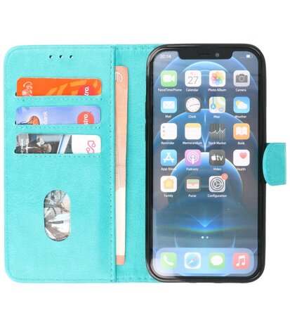 iPhone 13 Mini Hoesje - Book Case Telefoonhoesje - Kaarthouder Portemonnee Hoesje - Wallet Case - Groen
