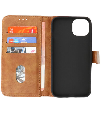 iPhone 13 Mini Hoesje - Book Case Telefoonhoesje - Kaarthouder Portemonnee Hoesje - Wallet Case - Bruin