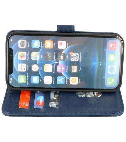 iPhone 13 Hoesje - Book Case Telefoonhoesje - Kaarthouder Portemonnee Hoesje - Wallet Case - Navy