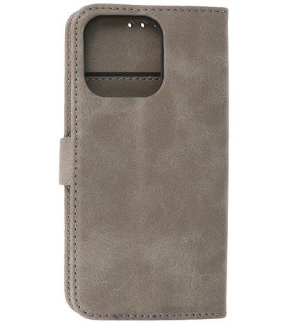 iPhone 13 Pro Hoesje - Book Case Telefoonhoesje - Kaarthouder Portemonnee Hoesje - Wallet Case - Grijs