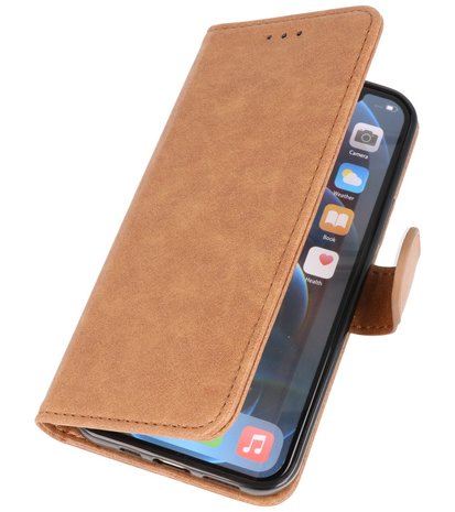 iPhone 13 Pro Max Hoesje - Book Case Telefoonhoesje - Kaarthouder Portemonnee Hoesje - Wallet Case - Bruin