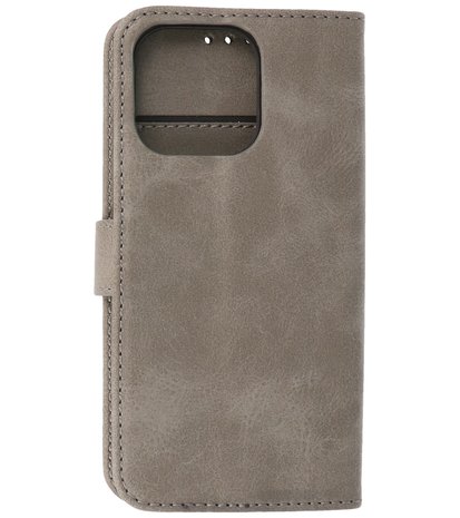 iPhone 13 Pro Max Hoesje - Book Case Telefoonhoesje - Kaarthouder Portemonnee Hoesje - Wallet Case - Grijs