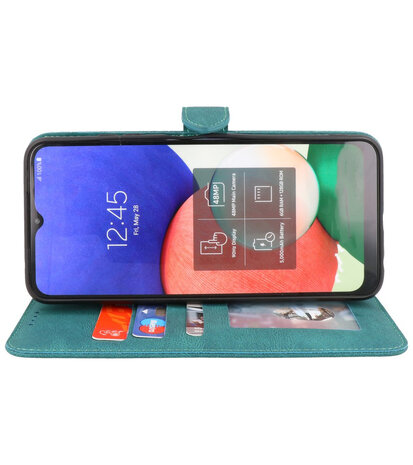 Samsung Galaxy A22 4G Hoesje Portemonnee Book Case - Donker Groen