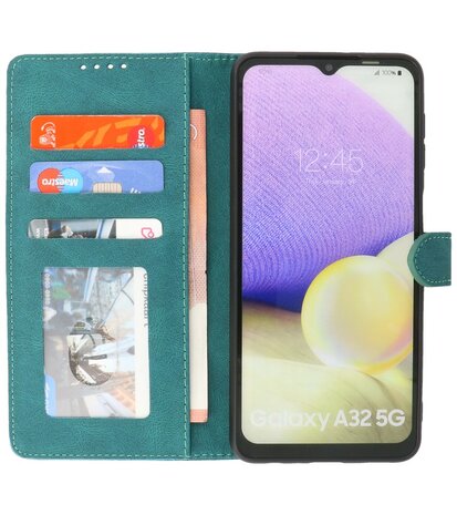 Samsung Galaxy A32 5G Hoesje Portemonnee Book Case - Donker Groen