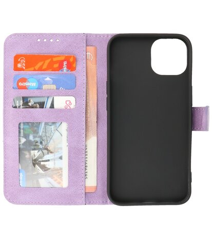 iPhone 13 Mini Hoesje Portemonnee Book Case - Paars