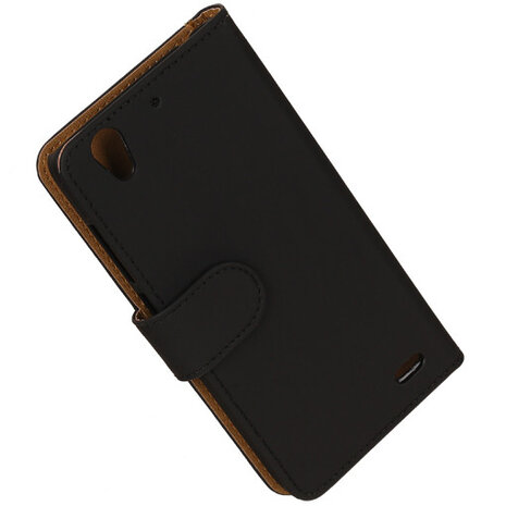 Zwart Hoesje voor Huawei Ascend G630 Book/Wallet Case/Cover
