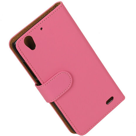 Hoesje voor Huawei Ascend G630 Effen Booktype Wallet Roze